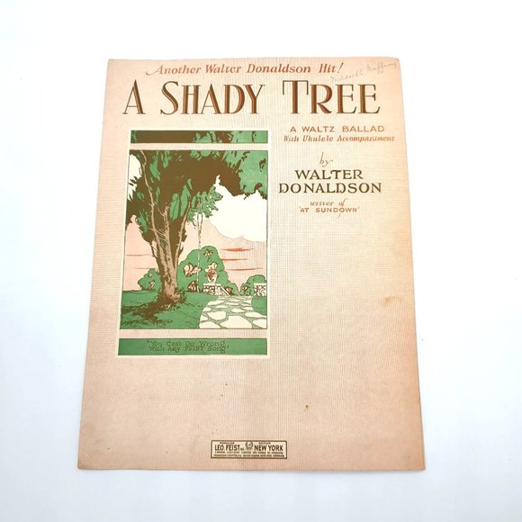 Vintage Sheet Music 1927 A Shady Tree Waltz Voice Piano Ukulele - Picture 1 of 4